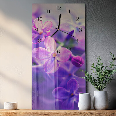 Horloge verticale en verre Fleurs
