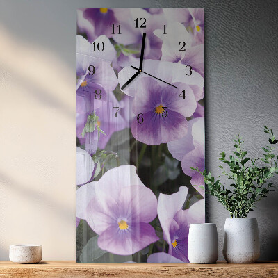 Horloge verticale en verre Fleurs