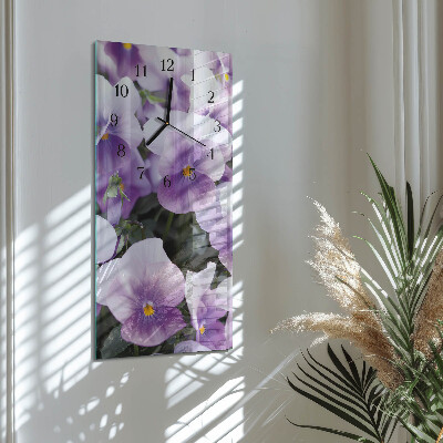Horloge verticale en verre Fleurs