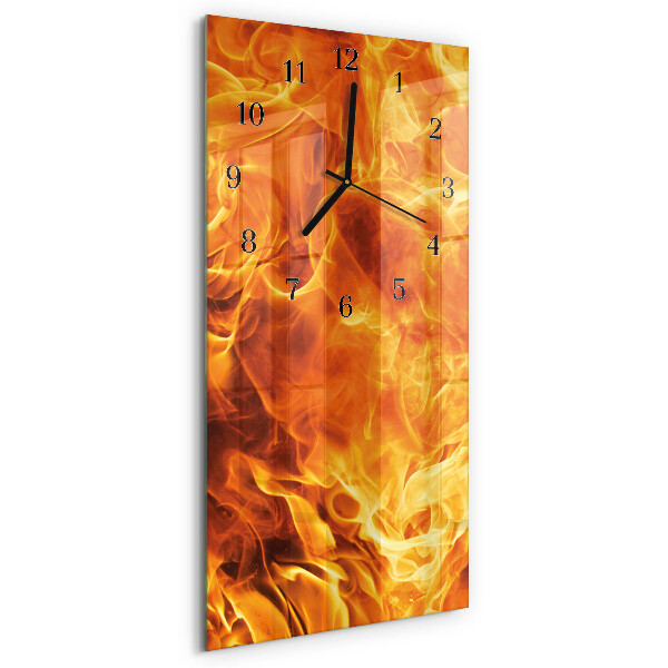 Horloge verticale en verre Feu