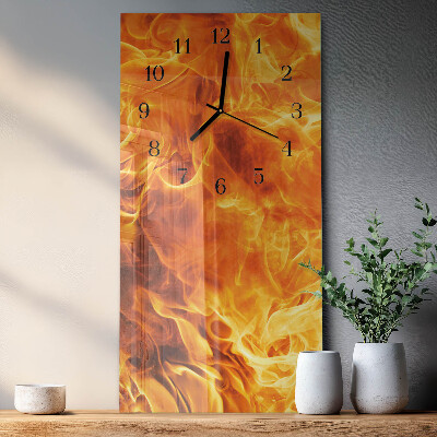 Horloge verticale en verre Feu