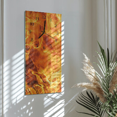 Horloge verticale en verre Feu