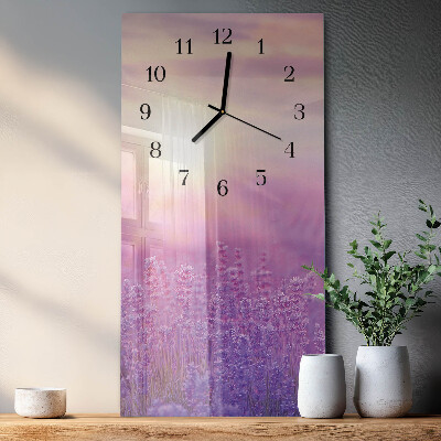 Horloge verticale en verre Lavande
