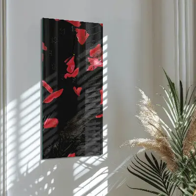 Horloge verticale en verre Pétales de rose