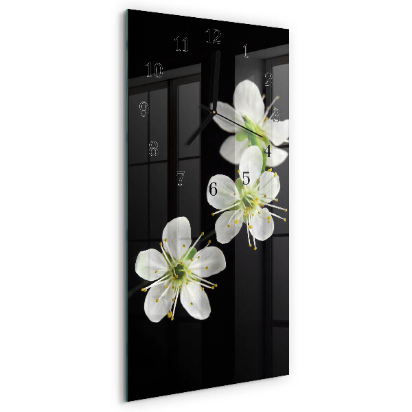 Horloge verticale en verre Fleurs