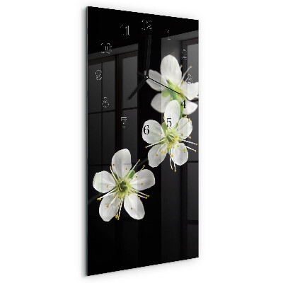 Horloge verticale en verre Fleurs