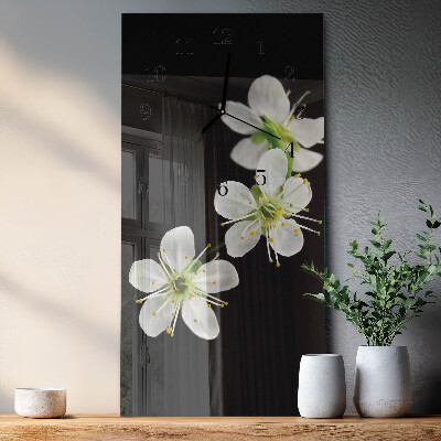 Horloge verticale en verre Fleurs