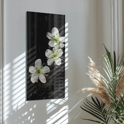Horloge verticale en verre Fleurs