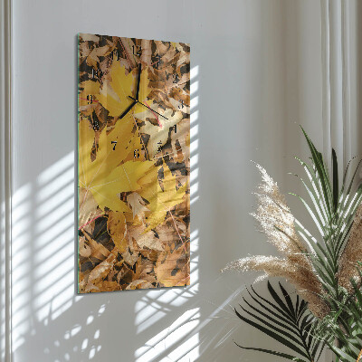 Horloge verticale en verre Feuilles