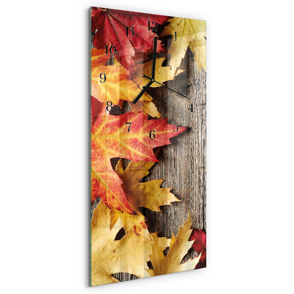 Horloge verticale en verre Feuilles