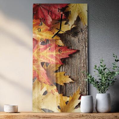 Horloge verticale en verre Feuilles