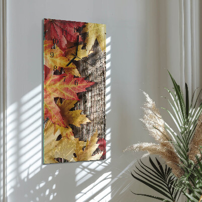 Horloge verticale en verre Feuilles