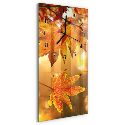 Horloge verticale en verre Feuilles