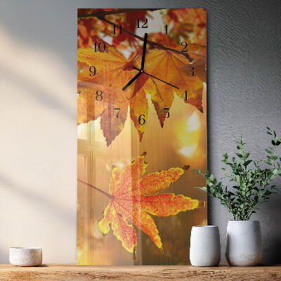 Horloge verticale en verre Feuilles