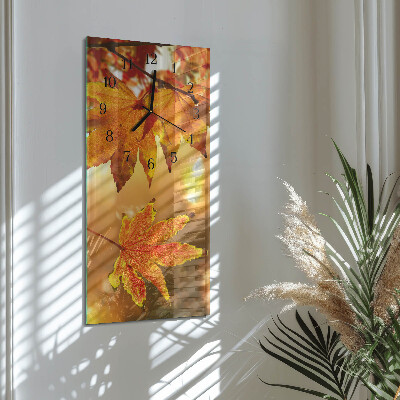 Horloge verticale en verre Feuilles