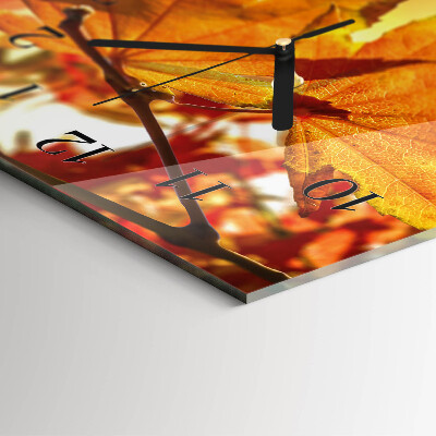 Horloge verticale en verre Feuilles
