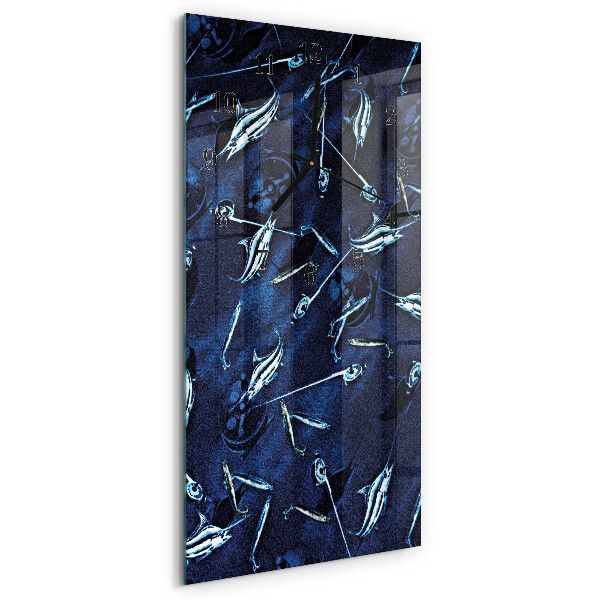 Horloge verticale en verre Poisson
