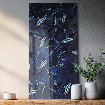 Horloge verticale en verre Poisson