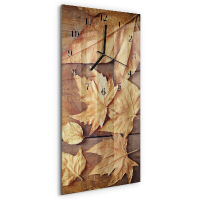 Horloge verticale en verre Feuilles
