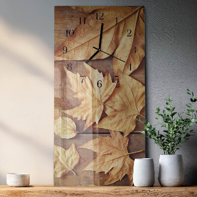 Horloge verticale en verre Feuilles