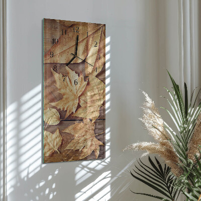 Horloge verticale en verre Feuilles