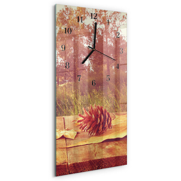 Horloge verticale en verre Pommes de pin