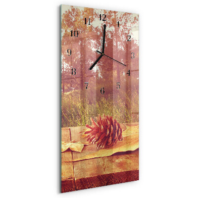 Horloge verticale en verre Pommes de pin