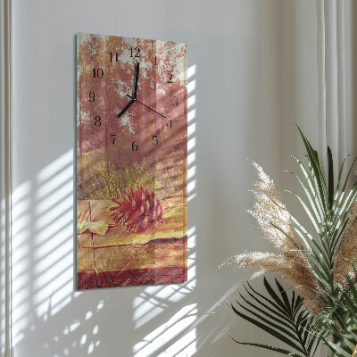 Horloge verticale en verre Pommes de pin