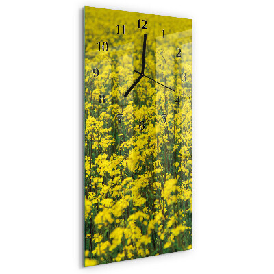 Horloge verticale en verre Champ de fleurs
