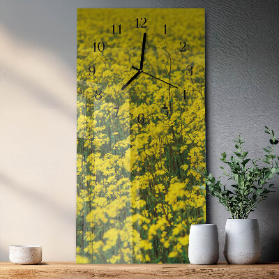 Horloge verticale en verre Champ de fleurs