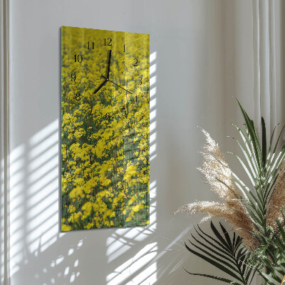 Horloge verticale en verre Champ de fleurs