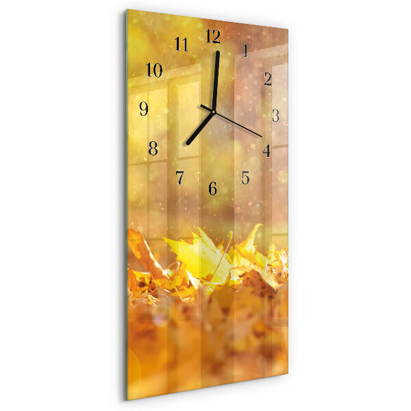 Horloge verticale en verre Feuilles