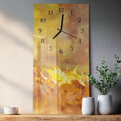 Horloge verticale en verre Feuilles