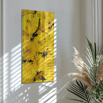 Horloge verticale en verre Fleurs