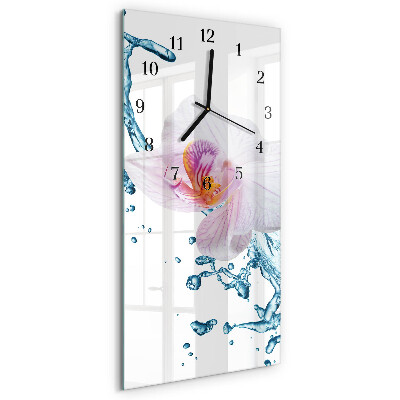 Horloge verticale en verre Orchidée