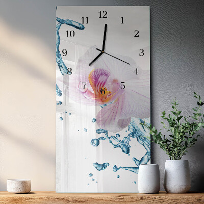 Horloge verticale en verre Orchidée