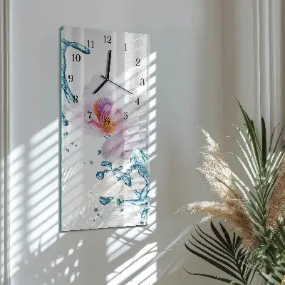 Horloge verticale en verre Orchidée