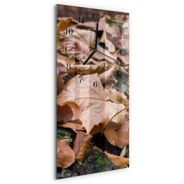 Horloge verticale en verre Feuilles