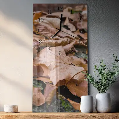 Horloge verticale en verre Feuilles