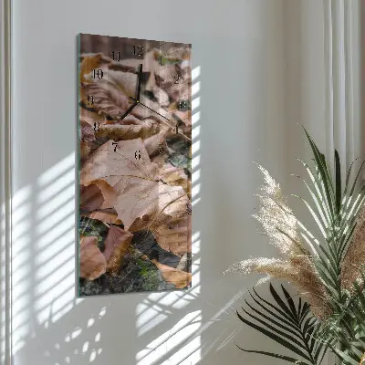 Horloge verticale en verre Feuilles