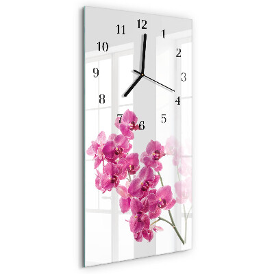 Horloge verticale en verre Orchidées
