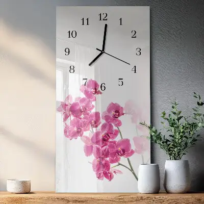 Horloge verticale en verre Orchidées