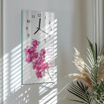 Horloge verticale en verre Orchidées