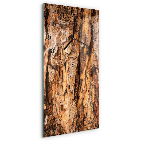 Horloge verticale en verre Écorce d'arbre