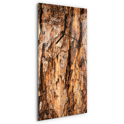 Horloge verticale en verre Écorce d'arbre