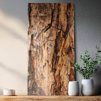 Horloge verticale en verre Écorce d'arbre