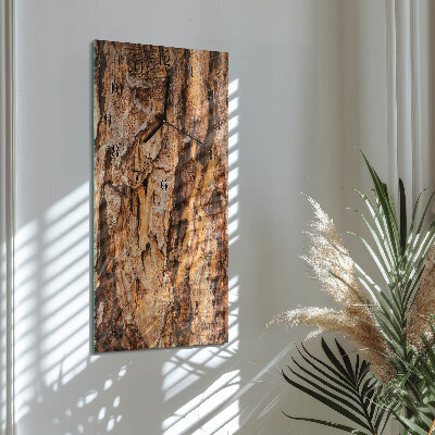 Horloge verticale en verre Écorce d'arbre