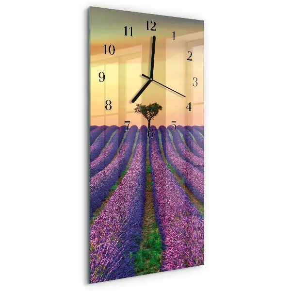 Horloge verticale en verre Champ de lavande
