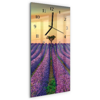 Horloge verticale en verre Champ de lavande