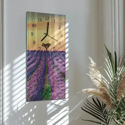 Horloge verticale en verre Champ de lavande